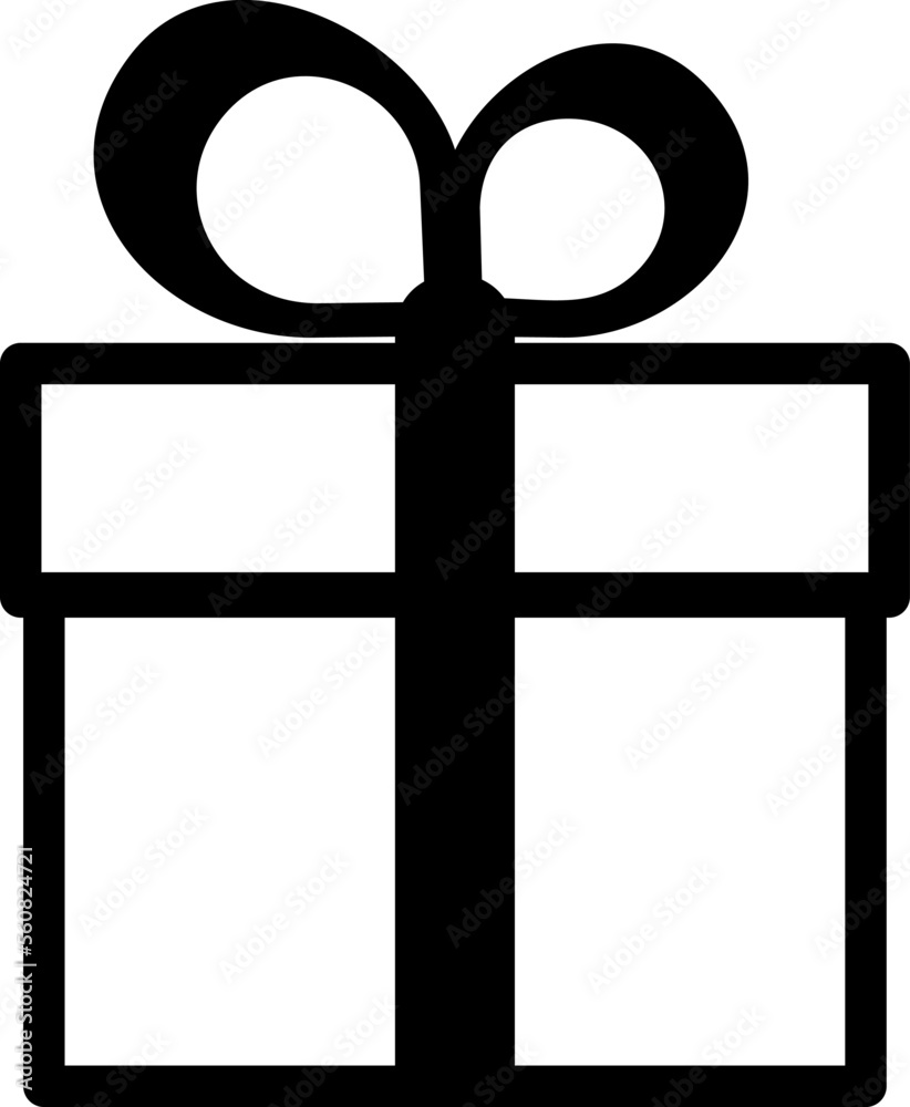 Sticker gift box icon. present with ribbon bow symbol