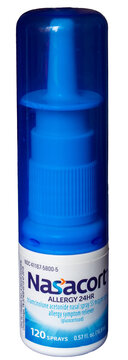 Bottle of Nasacourt nasal spray, transparent PNG.