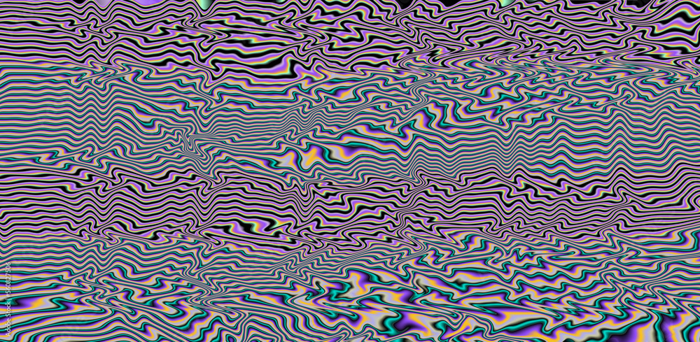 Leinwandbilder texture of a glitched and distorted tv screen. wavy and distorted moire pattern in acid colors.