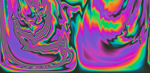 Abstract trippy background with ebru marbling texture in acid vivid colors.
