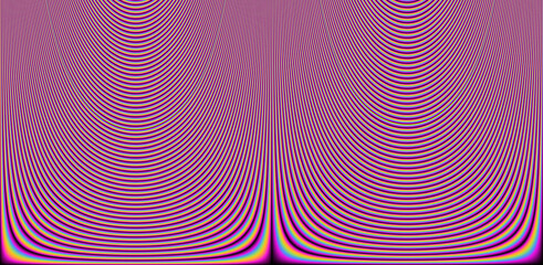 Texture of a glitched and distorted TV screen. Wavy and distorted moire pattern in acid colors.