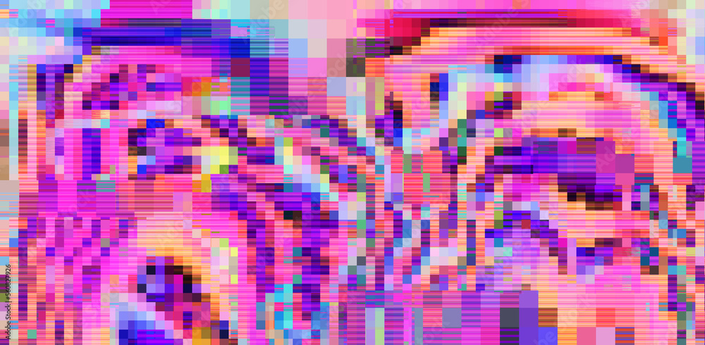 Aufkleber Abstract retrowave background with digital pixel noise glitch artifacts like in old video VHS tape.
