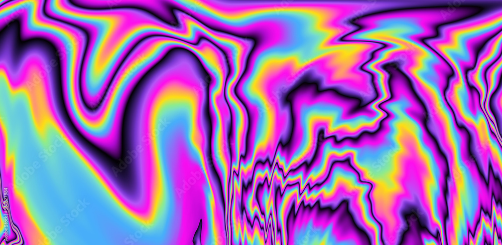 Poster abstract trippy background with ebru marbling texture and colorful leaks.