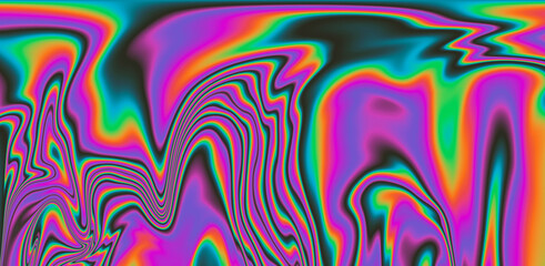 Abstract trippy background with ebru marbling texture and colorful leaks. 