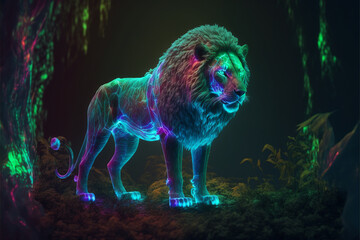 Iridescent Glowing Lion - Generative AI