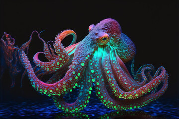 Glowing Octopus - Generative AI