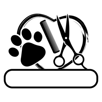 Dog Groomer Svg Png, Pet Grooming Shop Groomer Animal Barber Comb Salon Dog Bone Hair Cut Hairstyle Puppy Canine Wash Logo Svg Png Clipart Vector Cut Dog Grooming Hair Dryer Heart SVG Cut Files - Dog 