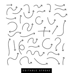 Sketch arrow set. Vector illustration for your business and education design. Elements for design. Easy to edit