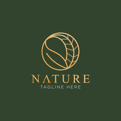 Nature logo abstract with elegant floral ornament in a circle 