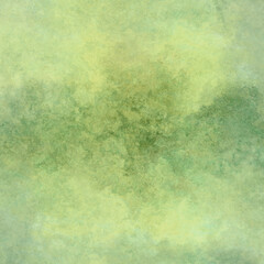 Bright fresh green aquarelle painted background with brown undertone and grey empty center. Nature abstract season watercolor wallpaper for St. Patrick's day or Easter and spring design	
