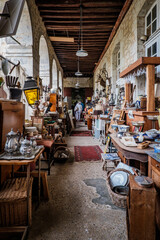 The village of antique dealers, a sort of flea market located in an old palace in Lectoure, in the South of France (Gers)