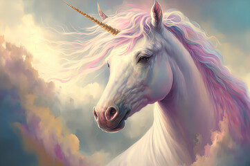 Obraz na płótnie Canvas mystical unicorn in the sky