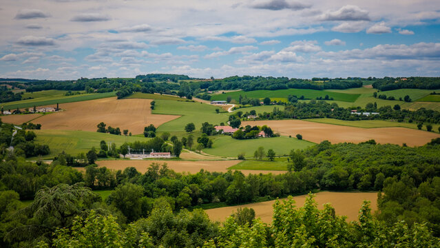 View on the countryside of Gascony from the fortifications of Lectoure, in the South of France (Gers)