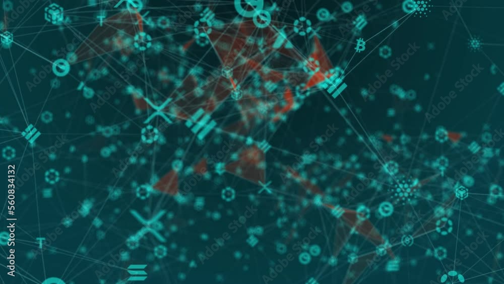 Poster abstract digital connection moving dots and lines. technology background. network connection structu