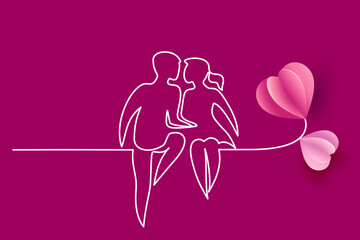 Valentines day card. Happy couple woman and man