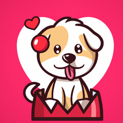 cute valentine's day card with smiling dog