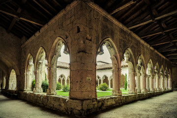 Medieval cloister of the collegiate church of La Romieu in the south of France (Gers)