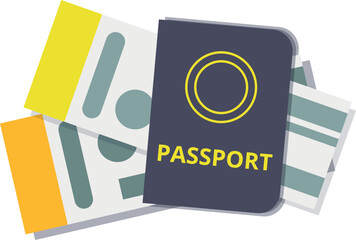 Passport and flight pass tickets. Air travel icon