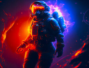  illustration of an astronaut with universe background 