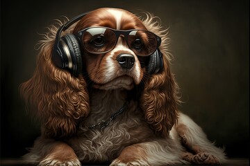 dog wearing glasses color illustration