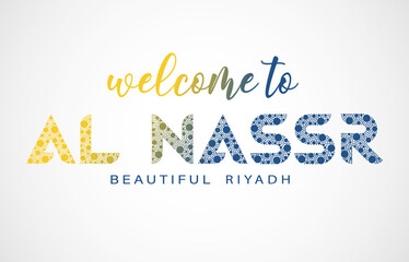 Welcome to AL NASSR logo with yellow and blue gradient. Vector Illustration.