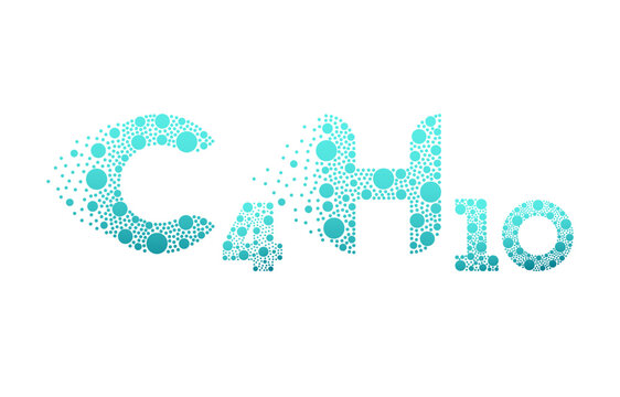 Butane C4H10 bubble logo design isolated on white background. Butane icon vector illustration.