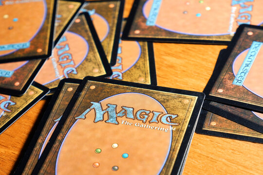 Ryazan, Russia - September 7 2021: Magic The Gathering cards on the table