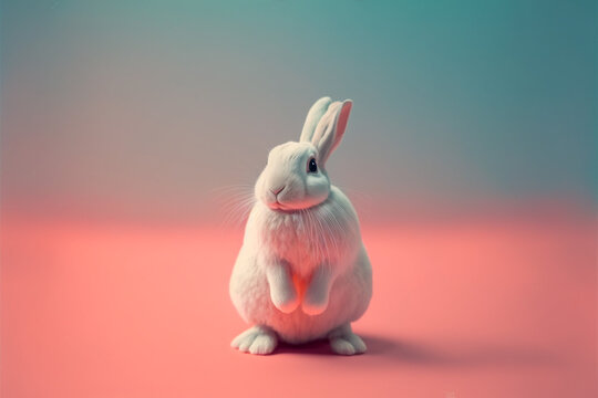 cute banny rabbit on the background, minimalism, easter symbol, space for text. created by ai