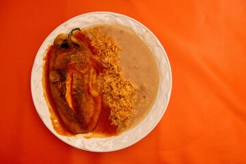 Chile relleno with cheese, mexican food