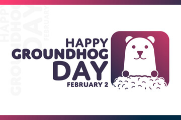 Happy Groundhog Day. February 2. Vector illustration. Holiday poster.