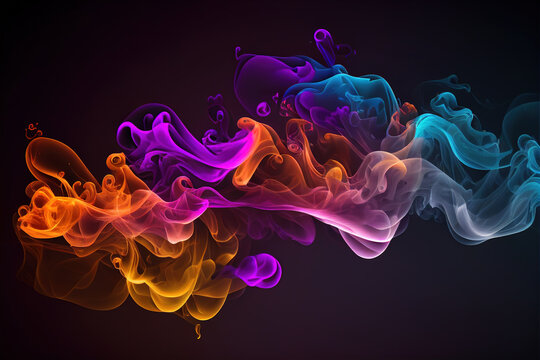 colorful neon strings. neon smoke. 3D rendering. Generative AI
