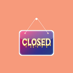 Closed hanging sign on white background, with shadow isolated on transparent background. Realistic Design template - Vector.