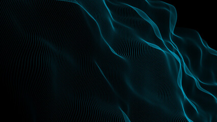 Fototapeta na wymiar Wave of dots and weave lines. Abstract background. Network connection structure. 3d rendering.