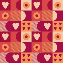 Abstract background, seamless pattern with hearts. Design for Valentine's Day. Love theme. Vector illustration.