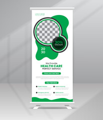 Medical Health Care Doctor Roll up Banner Standee Display template for Hospital