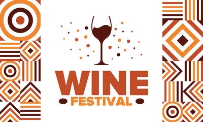 Wine Festival. For wine lovers. Wine tasting. Event for professionals in the wine industry. Winery, restaurants and bars. Trainings and master class for sommelier. Wineglass. Vector illustration