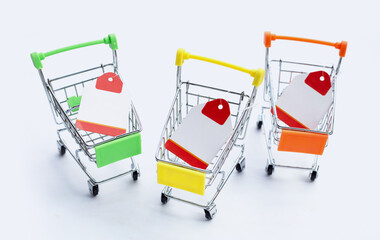 Shopping trolley or Shopping cart on white background.