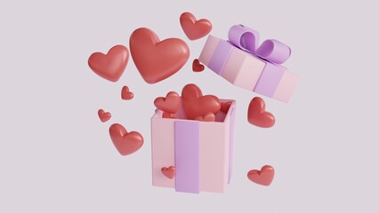 Festive background. 3d render illustration. Realistic illustration. Realistic 3d design icon heart symbol love. Love icon. Romantic background. Sale day.