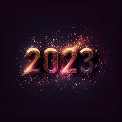 2023 sparkles banner on dark background. Illustration Generative AI