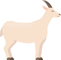White goat icon. Cartoon farm livestock animal