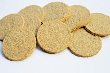 Oatcakes on a white background.