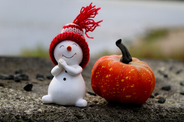 snowman near the river