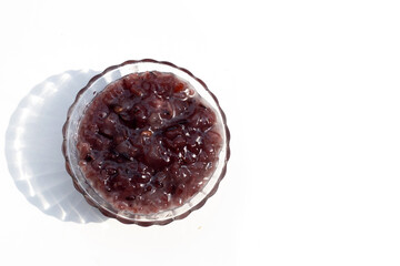 Thai black sticky rice pudding with taro
