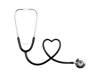 Stethoscope in the shape of heart isolated on transparent background