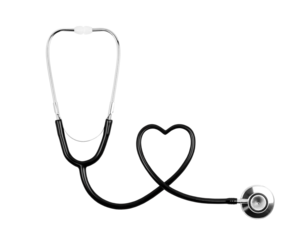 Stethoscope in the shape of heart isolated on transparent background