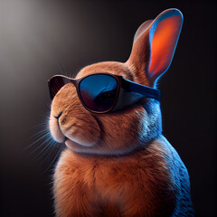 Fototapeta na wymiar Сool rabbit in sunglasses. Illustration Generative AI