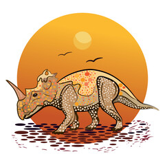 Isolated colored sketch of a triceraptops dinosaur Vector