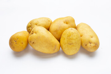 Raw potatoes isolated on white background