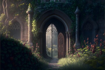 Fototapeta na wymiar Secret garden of a beautiful castle.