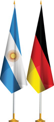 Isolated small German,Argentine flags.Germany,Argentina table flag together